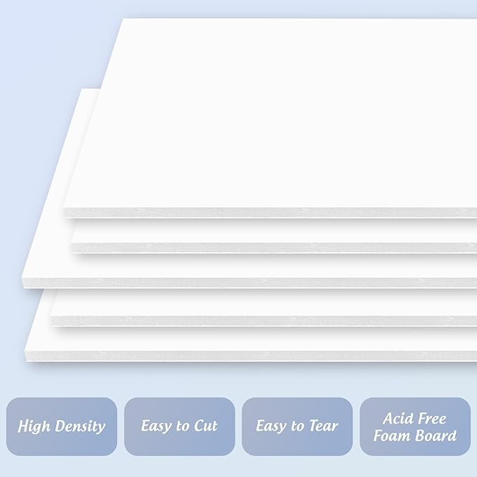 Golden State Art, 10 Pack White Foam Board 18X24 Inch, 3/16'' Thick, Acid Free Foma Core Poster Board for Mounting, Crafts, Art, Presentation
