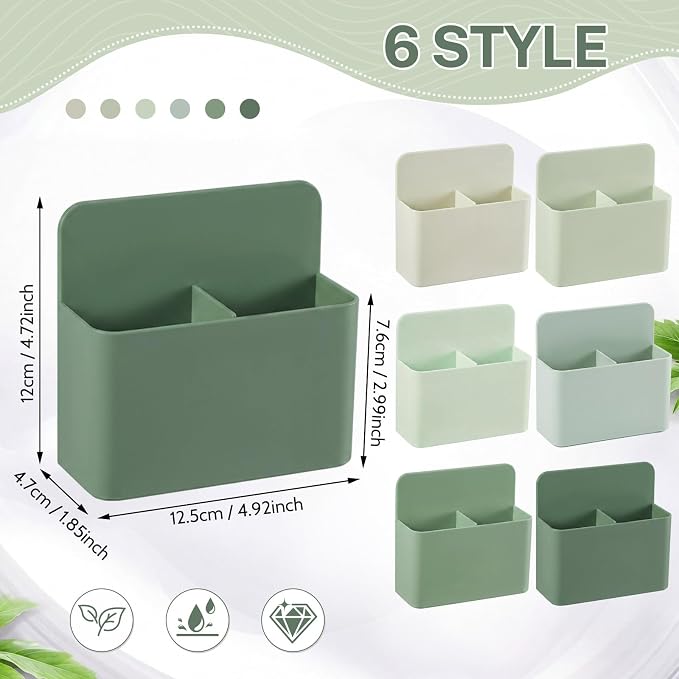 6 Pcs Magnetic Dry Erase Marker Holder Magnetic Pen Holder for Whiteboard Magnet Pencil Storage Organizer for Office Refrigerator Locker Classroom Organization Metal Cabinets (Greenery)