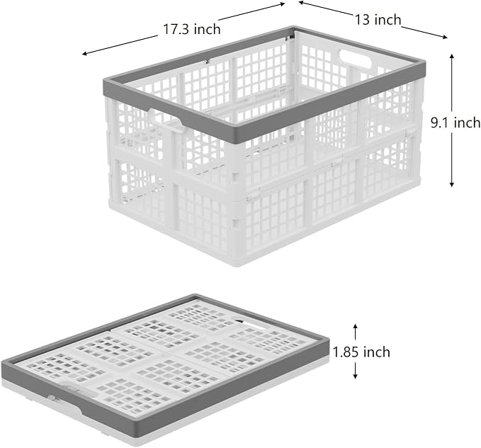 4-Pack 30 L Plastic Collapsible Crates, Stackable Storage Bins