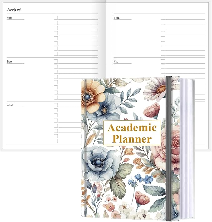 Academic Planner for 2026-2027 or Anytime – 5.8" x 8.5" Undated Weekly Student Planner For Homeschool, High School, College & Nursing Students, 200 Pages, Colorful Large Flower