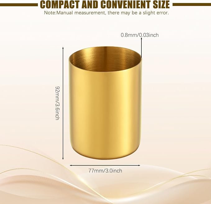 Gold Pen Holder for Desk, 3.9 Inch Stainless Steel Gold Pencil Holder & Pencil Cup, Pen Cup and Makeup Brush Organizer for Office Desk, Vanity, Home Decor