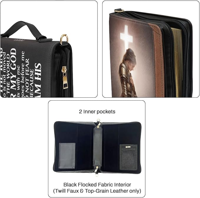 Jesuspirit - Leather Bible Cover for Men - Personalized Bible Case for Men, Bible Study Supplies, Christian Gifts for Men & Women (Daughter of The King, Large)