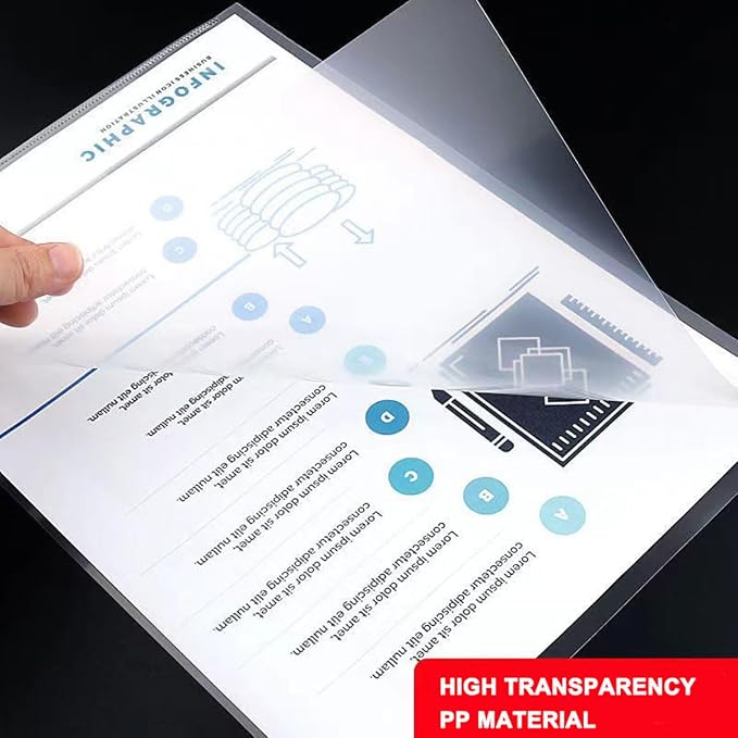 20PCS A4 Plastic Clear Document Folders Copy Safe Project Pockets Clear Plastic Folder Project Pockets Poly Sleeve Folders Transparent Color