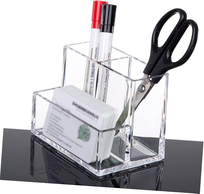 DOITOOL 1pc Creative Transparent Acrylic Desktop Organizer for Office Supplies Makeup and Sundries Versatile Storage Case for Pens Markers Jewelry and More
