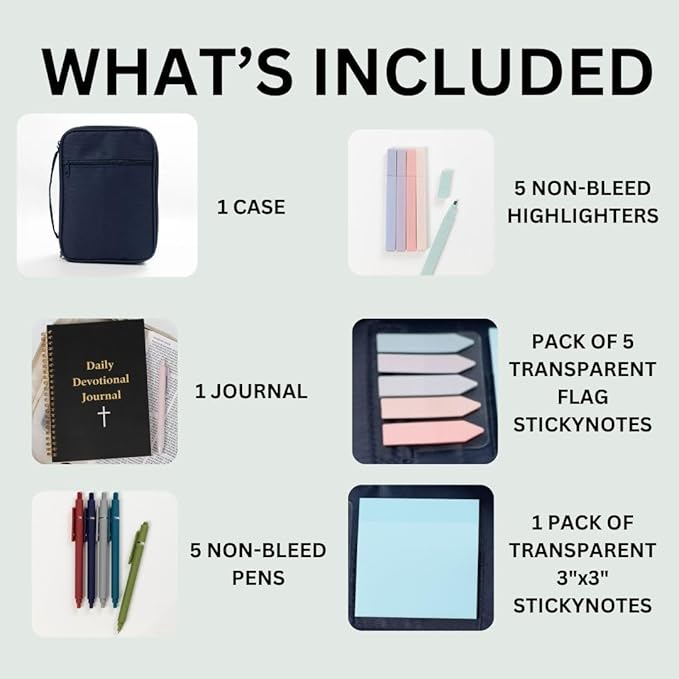 S.F. Creations Premium Bible & Book Carrying Case with Journaling Accessories - Convenient for Men, Women, Teens, and Kids, Navy (Navy)