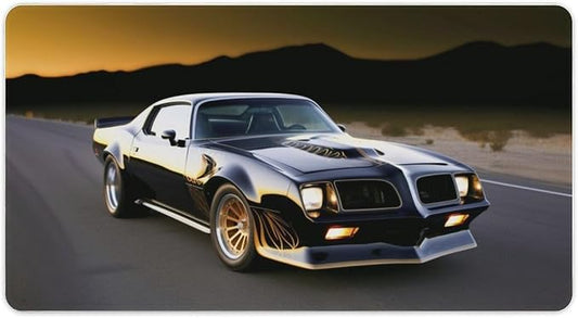 Car Large Mouse Pad Gaming Mousepad Classic Automotive Black Cool American Muscle Car Desk Mat for Keyboard and Mouse Mat Non-Slip Rubber Desk Pad 40X75cm
