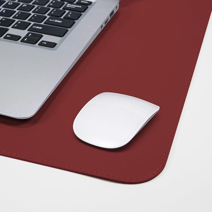 AFIING Cork Desk Mat, 31.5" x 17", Red,Leather Desk pad | Dual-Sided Cork & PU Leather, Non-Slip & Waterproof, Desk Protector for Home Office, Workspace & Gaming