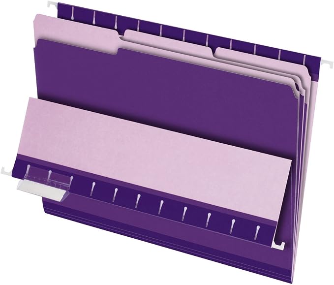 Pendaflex Interior File Folders, 1/3 Cut, Top Tab, Letter Size, Violet, 100 per Box (4210 1/3 VIO)