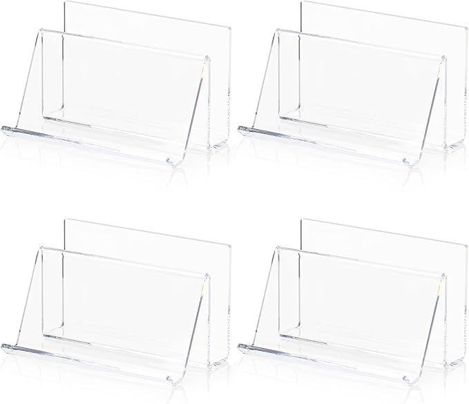 4 Pack 3x5 Index Card Display Holder Acrylic Cards Holder Stand Acrylic Business Card Holders Name Card Organizer Postcard Stand Display 200 Capacity for Studying Supplies No Card (Clear, 4 Pack)
