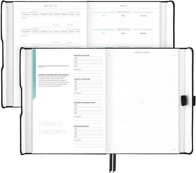 AT-A-GLANCE Foundation Planner, Undated Inspiration Journal, Set Goals, Track Progress, Create Habits, Weekly & Monthly, Small, 5-3/4" x 8-1/4", Black (FD-200-05)