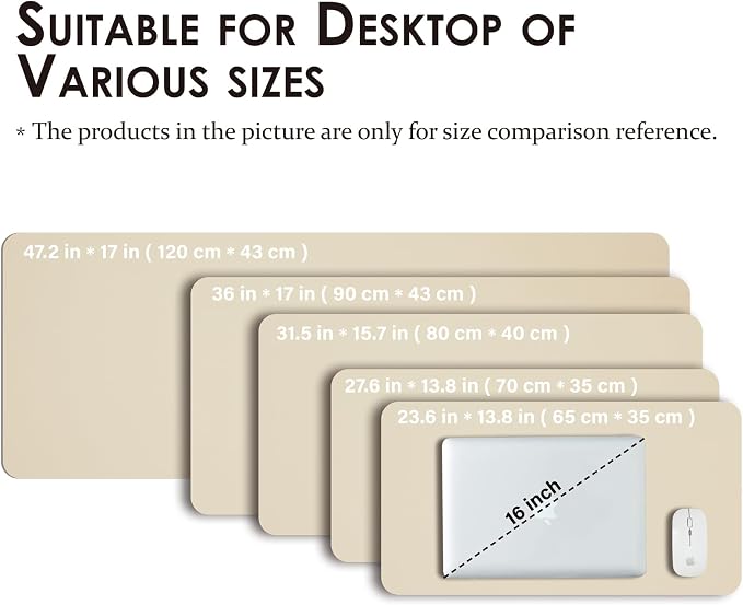 Leather Desk Mat - Non-Slip PU Desk Pad for Office and Home - Desk Organization and Accessories - Ideal for Large Mouse Pad and Desk Mats on Top of Desks (Beige,27.6"x 13.8")
