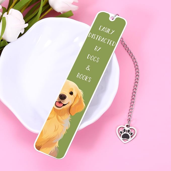 Dog Dad Fathers Day Gifts for Husband, Funny Fathers Day for Golden Dogs Dad Gift, Golden Bookmark for Women Men, Book Club Gift for Dogs Lovers Kids Adults, Reading Accessories for Book Lover Nerds
