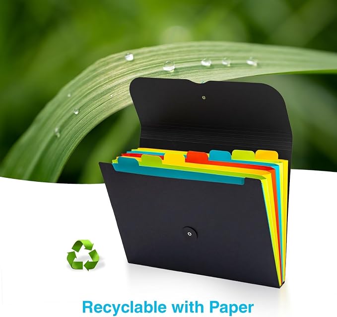 Expanding File Folder Accordion Plastic Free 7 Pocket Rainbow Divider Expandable Folders Organizer Black