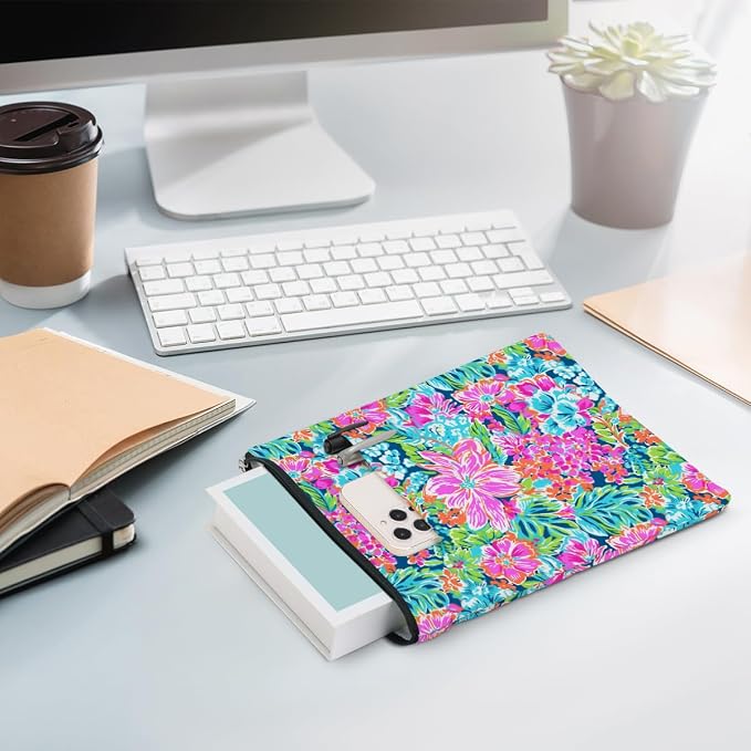 Book Sleeve Book Lovers Gifts Waterproof Books Pouch Protector with Zipper & Pocket Gifts for Women Girls Bookworm Teacher Reader Librarian Birthday Friendship Christmas Watercolor Floral Pattern