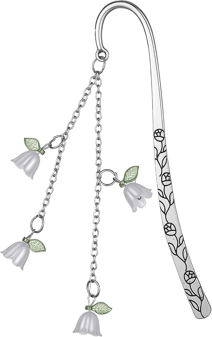 Gjinxi Bookmarks for Women Reading, Cute Lily Floral Book Page Marks Metal Reading Gifts with Pendants for Book Lovers Student Teacher Readers Friends Club Retirement Birthday Valentines Mothers Day