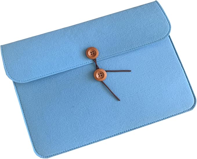 A4 Document Holder Felt File Folder Paper Portfolio Case Letter Envelope Folders with String Tie Closure (1, Sky Blue)