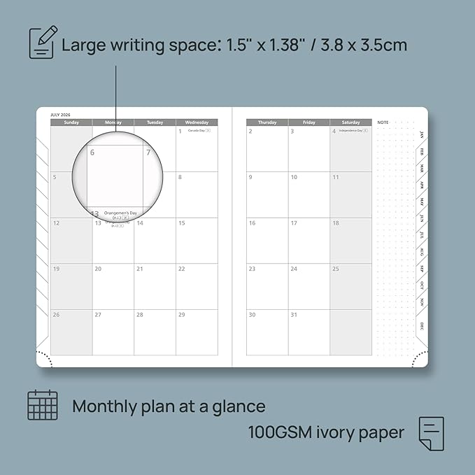 POPRUN 2026 Planner (Medium - 6.5'' x 8.5'') - 2026 Weekly Calendar (Jan. 2026 - Dec. 2026) with Hourly Time Slots, Weekly Monthly Appointment Book for Time Management, Leather Soft Cover - Brown