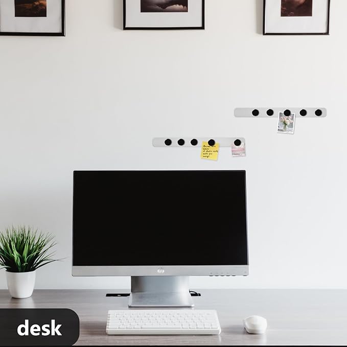Magnetic Board - 6Pcs Magnet Bulletin Board, Frameless Stainless Iron Magnetic Strips with Adhesive Backing, Magnet Memo Board Bar, Includes 10 Black Magnets for Office, Home, Kitchen, School
