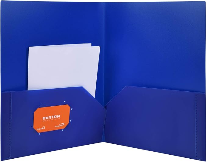 Mintra Office Poly Pocket Folders (Blue, 8pk)