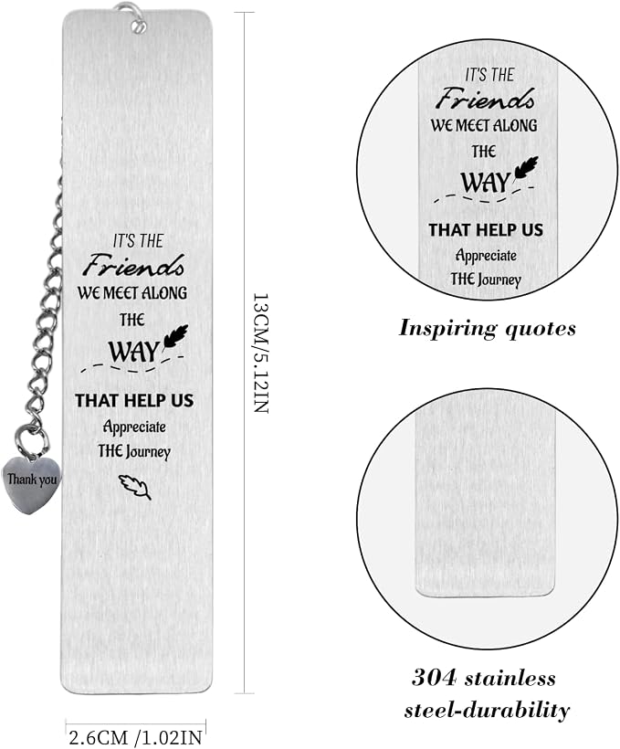 Book Lovers Inspirational Gift Set – Metal Bookmark for Women, Xmas Gifts for Friends, Employee Christmas Gifts, Unique Gifts for Female Coworkers, Sister Appreciation Gifts