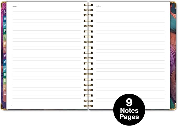 HARDCOVER 2026 Planner, 8.5"x11": 14 Months (November 2025 - December 2026), Daily Weekly Monthly Planner, Yearly Agenda, Bookmark, Pocket Folder and Sticky Note Set (Pastel Peacock)