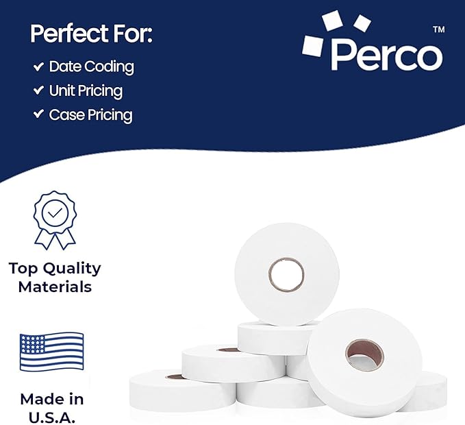 Perco Removable Adhesives White Labels for Monarch 1136 Price Gun - 1 Sleeve (14,000 Labels)