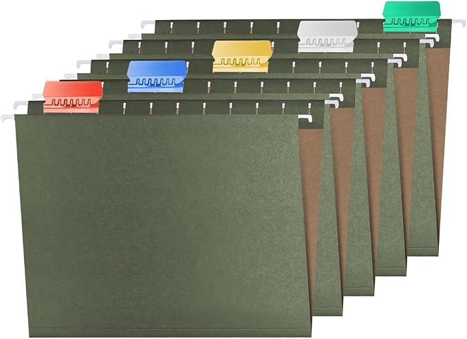 100 Sets Colored File Folder Tabs Hanging File Folder Tabs with Inserts, Easy to Read Hanging File Inserts for Quick Organize and Distinguish Hanging Files