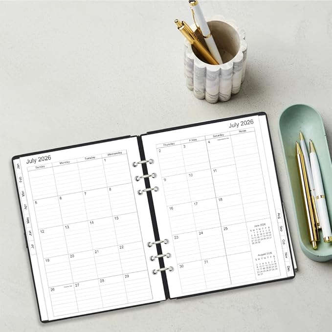 2026-2027 Monthly Planner Refills, Two Pages Per Month,Jul 2026 to Jun 2027, A5 Size,5.8" x 8.25",6-Hole Punched,2026-2027 planner inserts