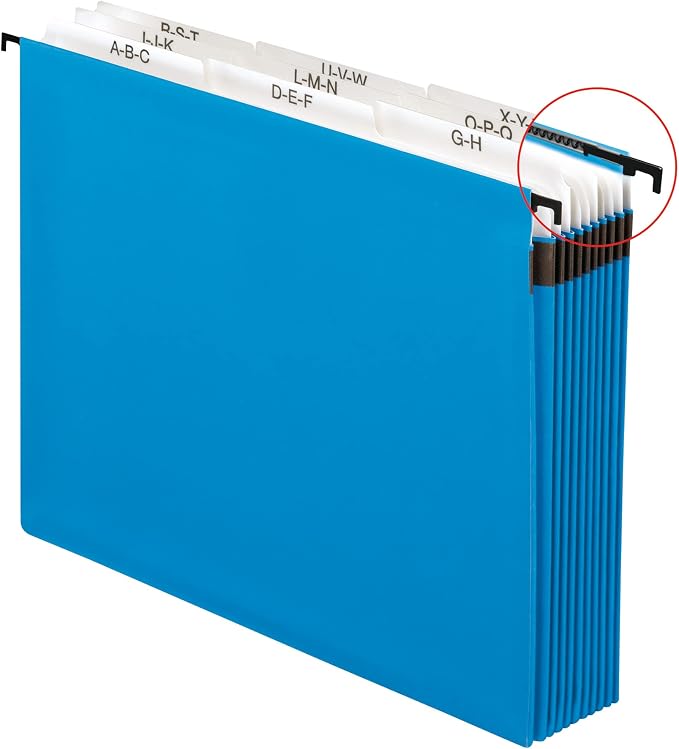 Pendaflex 59225 Nine-Section Hanging Folder, 5 1/4", Tabs and Labels, 1/5 Tab, Letter, Blue