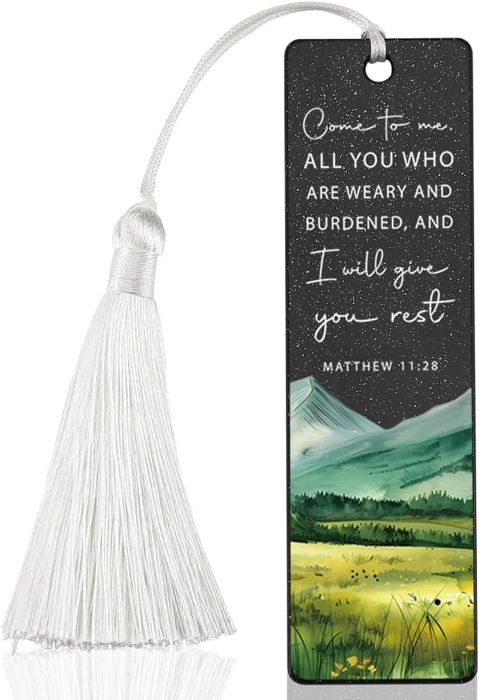 Christian Rest - Giving Bookmark, Comforting Gift for Believers, Uplifting Present for Weary Readers, Faith - Based Reading Gift, Unique Mountain & Scripture Design Bookmark, WCB48