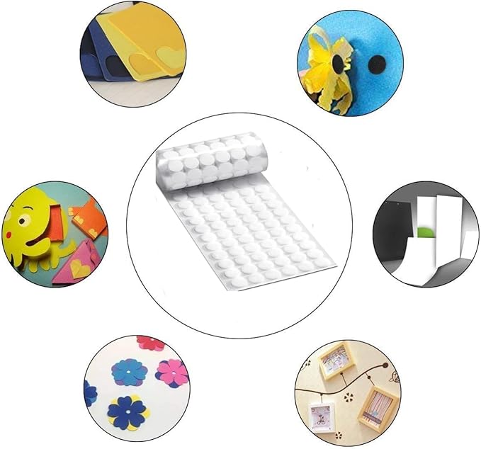 1000pcs Loop Side Adhesive Tapes Sticky Back Dots, 3/4" Diameter, White