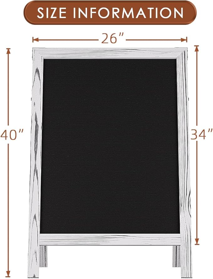 INNOVART A-Frame Sidewalk Sign 40”x26”, Sandwich Felt Letter Board w/Changeable Letters, Double-Sided Felt Letter Board, Free Standing Letter Board Easel for Restaurant, Business, Wedding, White