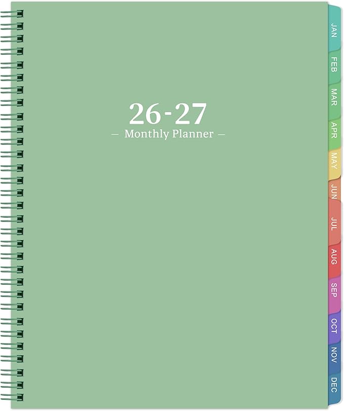 2026-2027 Monthly Planner/Calendar - Academic Planner 2026-2027, JUL 2026- DEC 2027, Planners with Colorful Tabs, Monthly Planners 26-27 for Daily Organizing - Waterproof Cover (8" x10", Note Pages, Green)