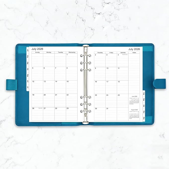 2026-2027 Monthly Planner Refills, Two Pages Per Month,Jul 2026 to Jun 2027, A5 Size,5.8" x 8.25",6-Hole Punched,2026-2027 planner inserts