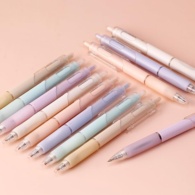 Ultra Fine Pens for Writing 0.38mm Retractable Black Rollerball Gel Ink Smooth Writing Japanese Style Pens Set, Non Bleed, No Smear & Smudge for Journaling Sketching Drawing, 12 Counts