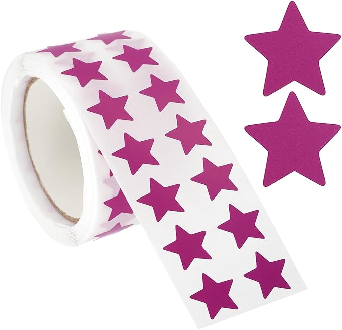 PATIKIL Star Stickers Roll 1/2", 1000 Pcs Self-Adhesive Reward Stickers Star Labels for Behavior Chart Classroom Teacher Supplies and DIY Craft, Purple