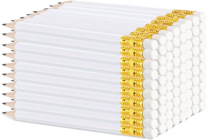 Zonon 72 Pcs 4 Inch White Golf Pencils Small Mini Half Pencils with Eraser Wedding Pre Sharpened Hexagon 2 Short HB Gifts for Bridal Shower Office Writing Drawing Gift(White)