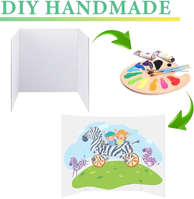 LonlyEagle 36” x 48” Trifold Poster Board，White Corrugated Project Boards for Presentations, Science Fair, School Projects, Event Displays and Trifold Picture Board，2 Pack