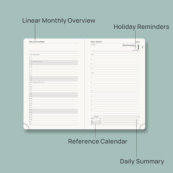 POPRUN 2026-2027 Daily Planner One Page Per Day (Medium - 5.75" x 8.5") - Academic Calendar Book(July 2026 - June 2027), 2026 Day Appointment Book with Pen Holder, Hardcover - Night Sky Blue