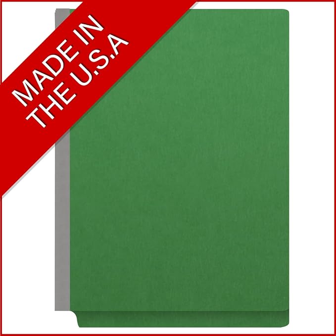 25 Pt. Pressboard Classification Folders, Full Cut End Tab, Letter Size, 2 Dividers, Moss Green (Box of 10)