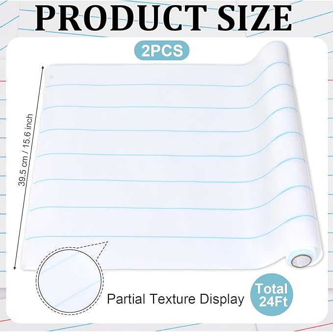 2 Rolls Notebooks Bulletin Board Paper Roll Non-Woven Bulletin Board Background Reusable Waterproof Classroom Poster Fade Resistant Poster for Classroom Decor Wrapping Craft Supplies 15.6In x 12 Ft