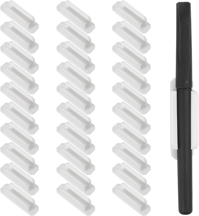 PATIKIL Pen Holder for Desk, 30 Pack Adhesive Pencil Holders Silicone Pencil Holder for Classroom Office Accessories Teacher Supplies, White