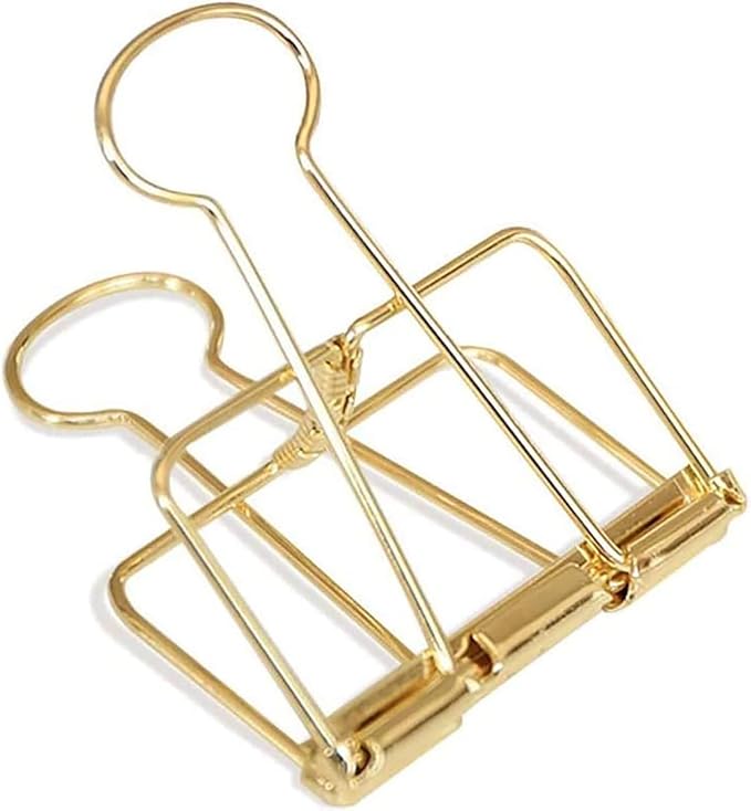 4 Pcs Gold 51mm Hollow Out Long Tail Wire Binder Clips Paper Binder Clip Large Binder and Paper Clips Small in Size and Light in Weight, Clips, Clamps, Office Products Tape, Adhesives and Fasteners