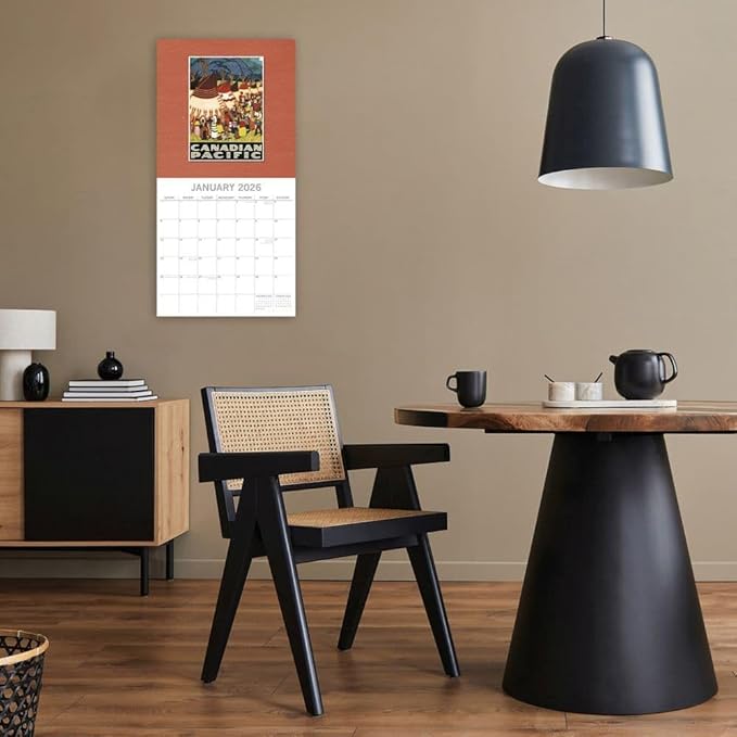 Gifted Stationery Co, Vintage Travel Posters 2026 Wall Calendar, 12'' X 12'', 16-Month Calendar with Stapled Binding