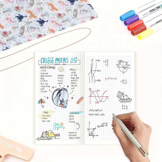 Pocket Planner Notebook, Dotted Planner Refills, 30Sheets, 8.25x4.25inches Regular TN Journal Notebooks, Travelers Notebook Insert for Writing Pattern Diary Memo