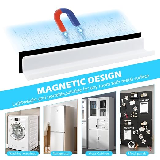Magnetic Book Shelf for Whiteboard, Magnetic Book Holder File Rack with a Pen Container and Two Hook Acrylic Book Shelves Metal Floating Book Display Shelf for Teacher Kids Room Office(White)
