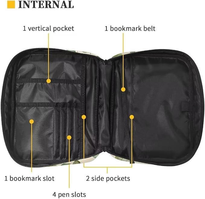 Coldinair Green Leaf Bible Covers for Women Men Kids Bible Case with Bookmark Large Carrying Book Case Church Bag Bible Protective with Pocket and Zipper