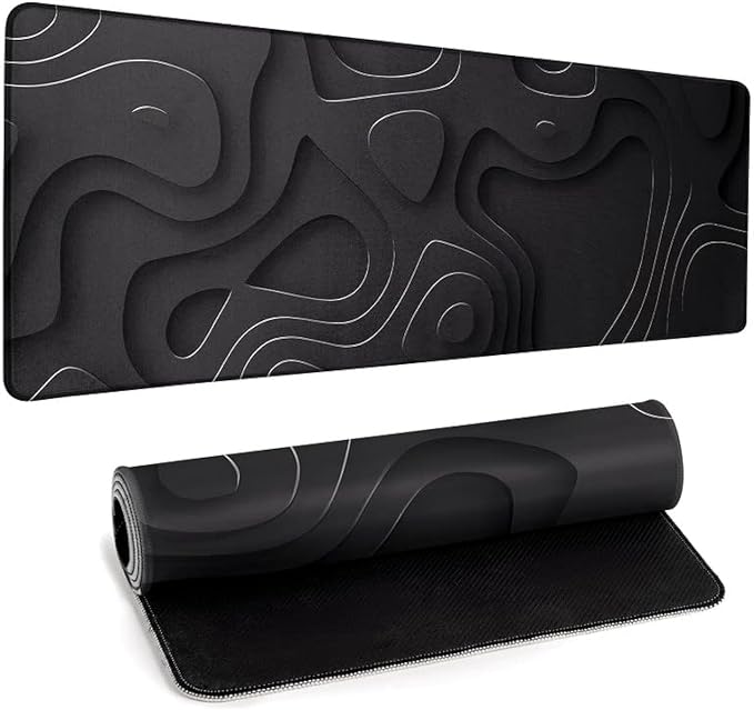 Large Anime Gaming Mouse Pad Black Solid Geometry Desk Pad Computer Keyboard Mat Non-Slip Rubber Base Office Decor Waterproof Mouse Mat