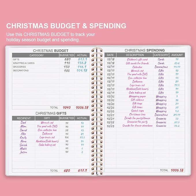 Budget Planner - Monthly Budget Book with Expense Tracker Notebook, Undated 12 Month Bill Organizer & Finance Planner to Manage Your Money, Account Book with Colorful Tabs, 5.8" x 8.5", Pink