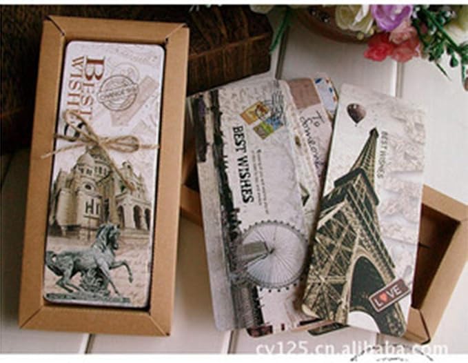 30 Piece Set Vintage European Scenes Retro Old Travel Postcard Bookmarks,Note Pads,Memo Pads Bookmarks Book Covers and Book Accessories